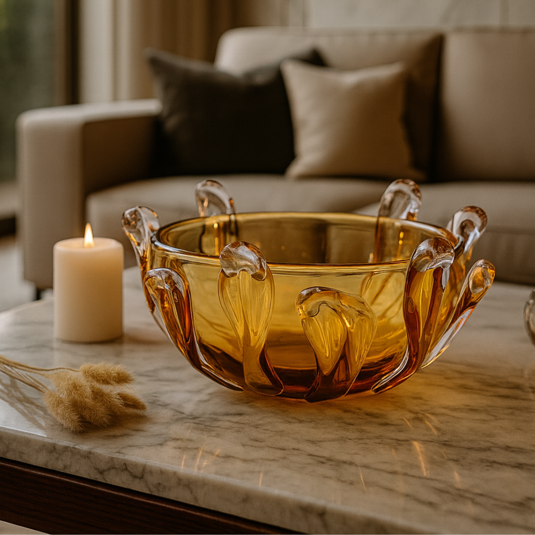 Crystal Swirl Bowl Amber