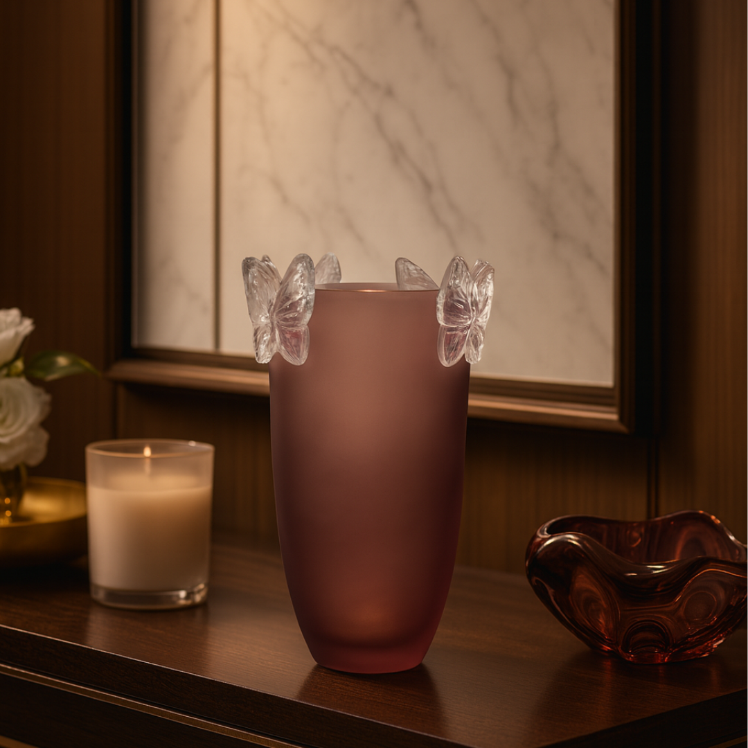 Crystal Butterfly Vase Frost Purple Large