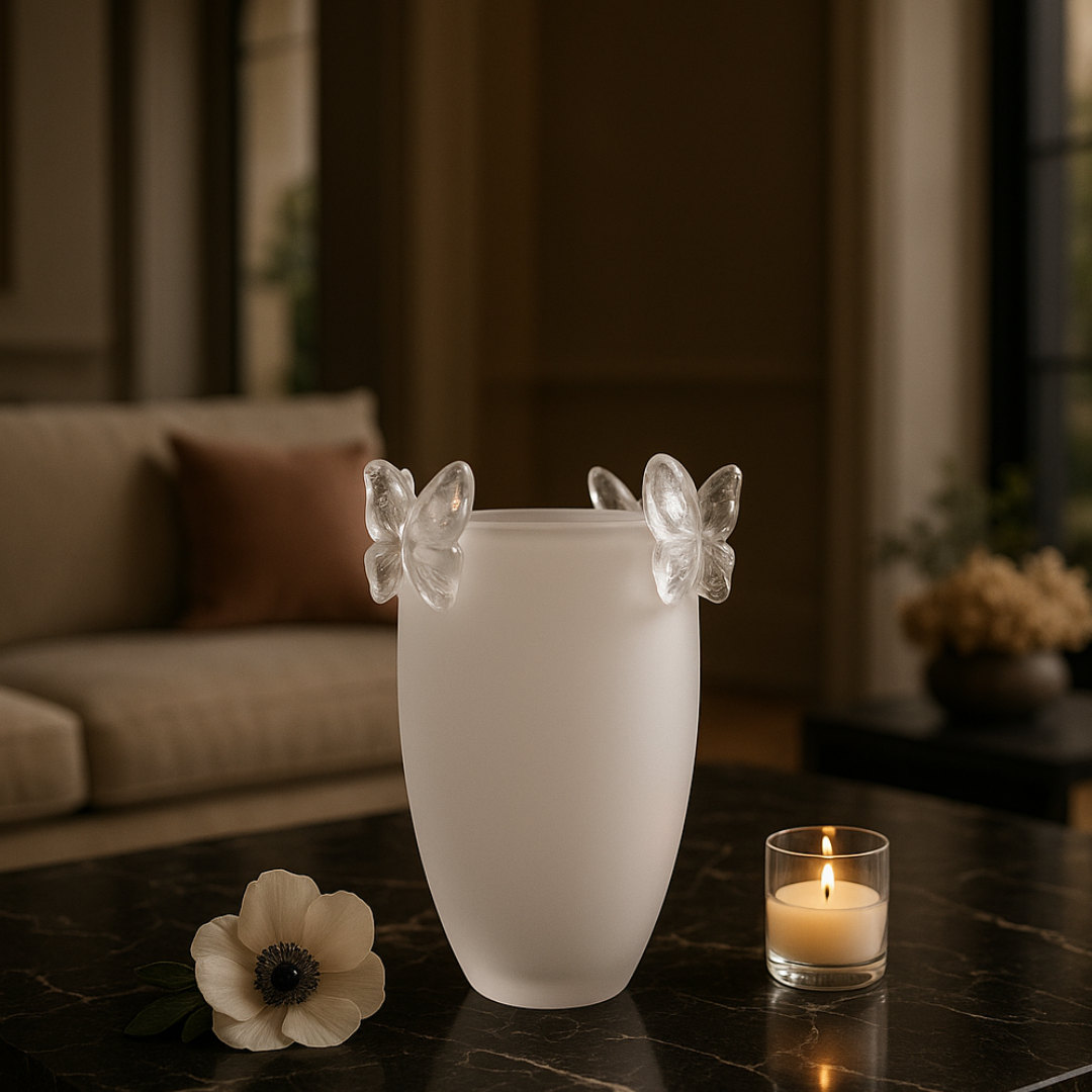 Crystal Butterfly Vase Clear Small