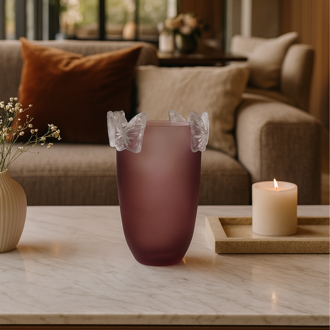 Crystal Butterfly Vase Purple Small