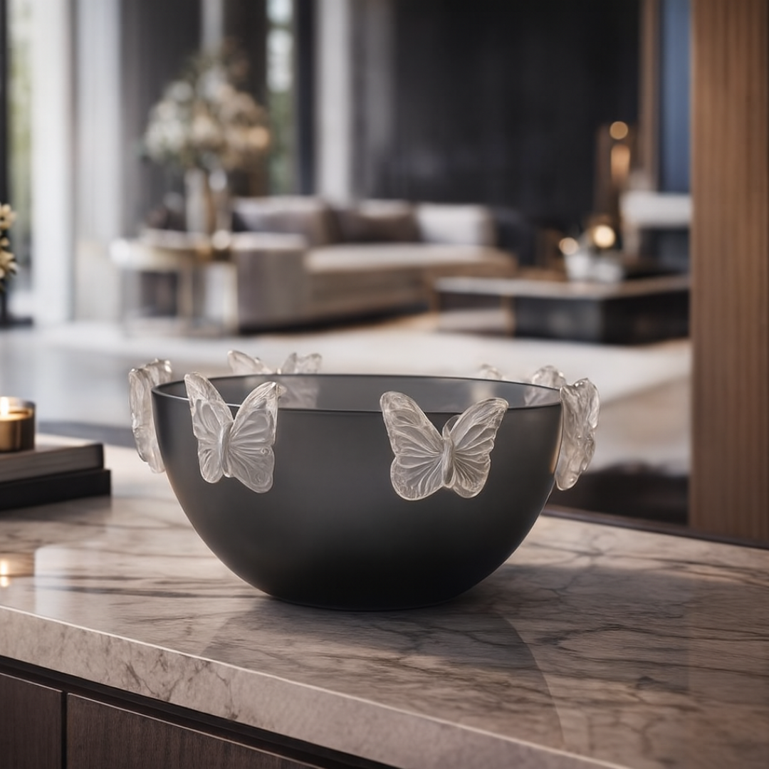 Crystal Butterfly Bowl Gray