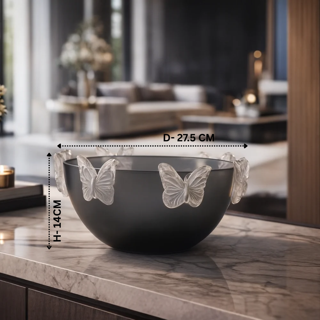 Crystal Butterfly Bowl Grey