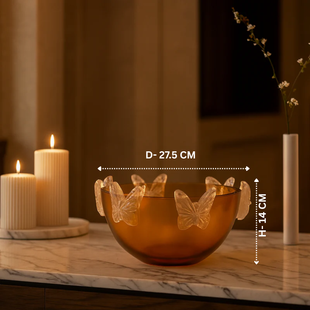 Crystal Butterfly Bowl Amber