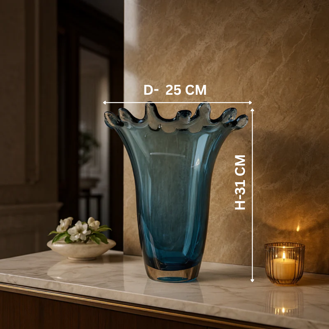 Crystal Aqua Splash Vase Large