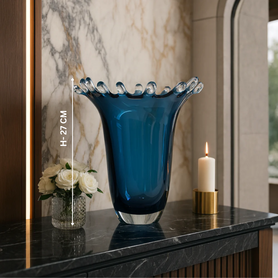 Crystal Aqua Splash Vase Small