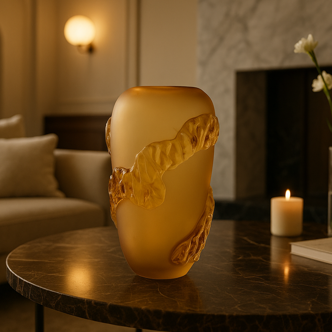 Crystal Bold Whirl Vase Amber