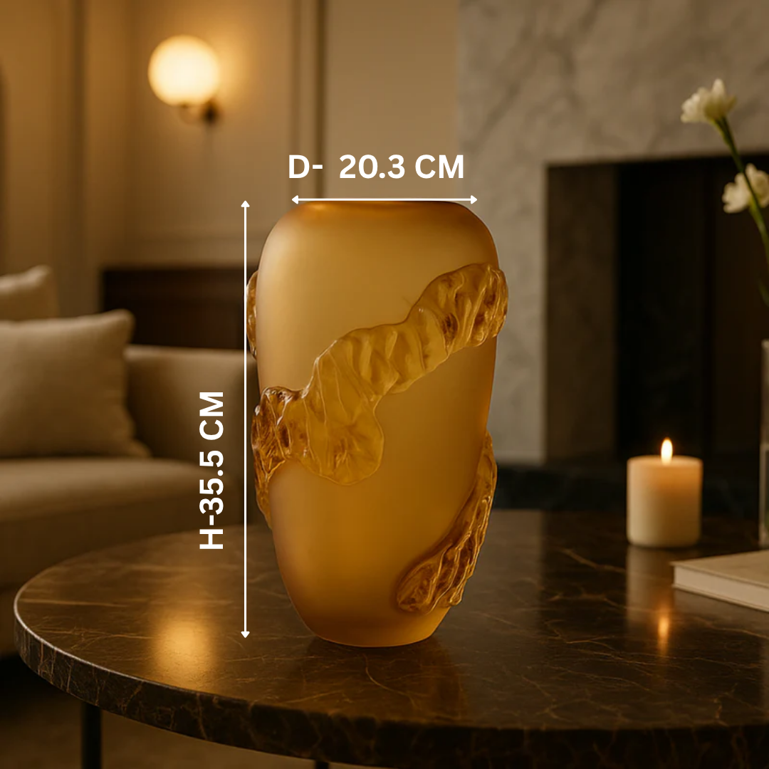 Crystal Bold Whirl Vase Amber