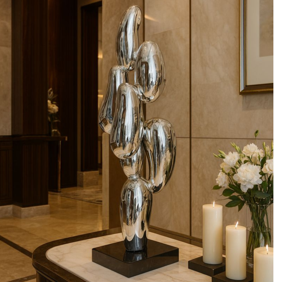 Modern Abstract Chrome Sculpture Silver