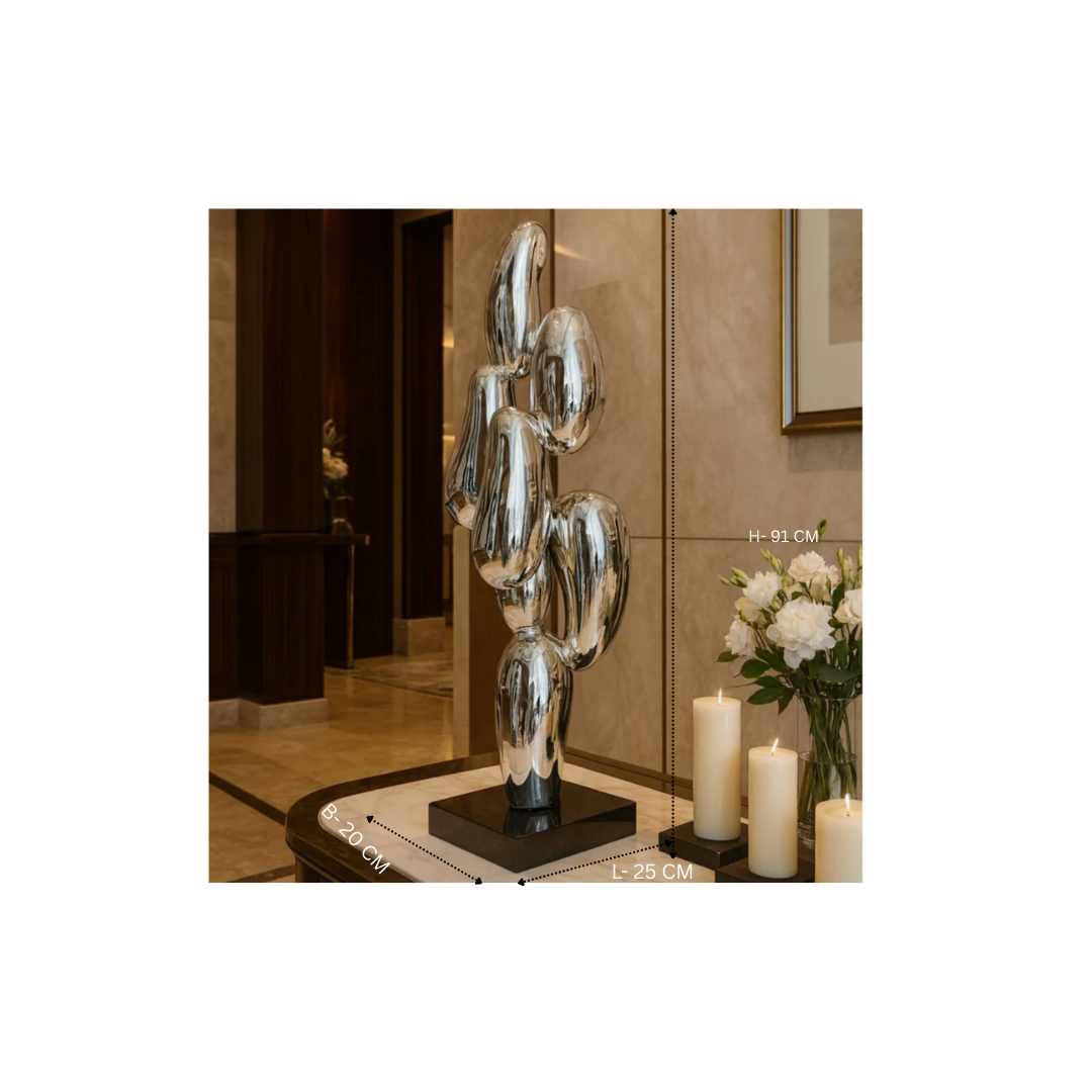 Modern Abstract Chrome Sculpture Silver
