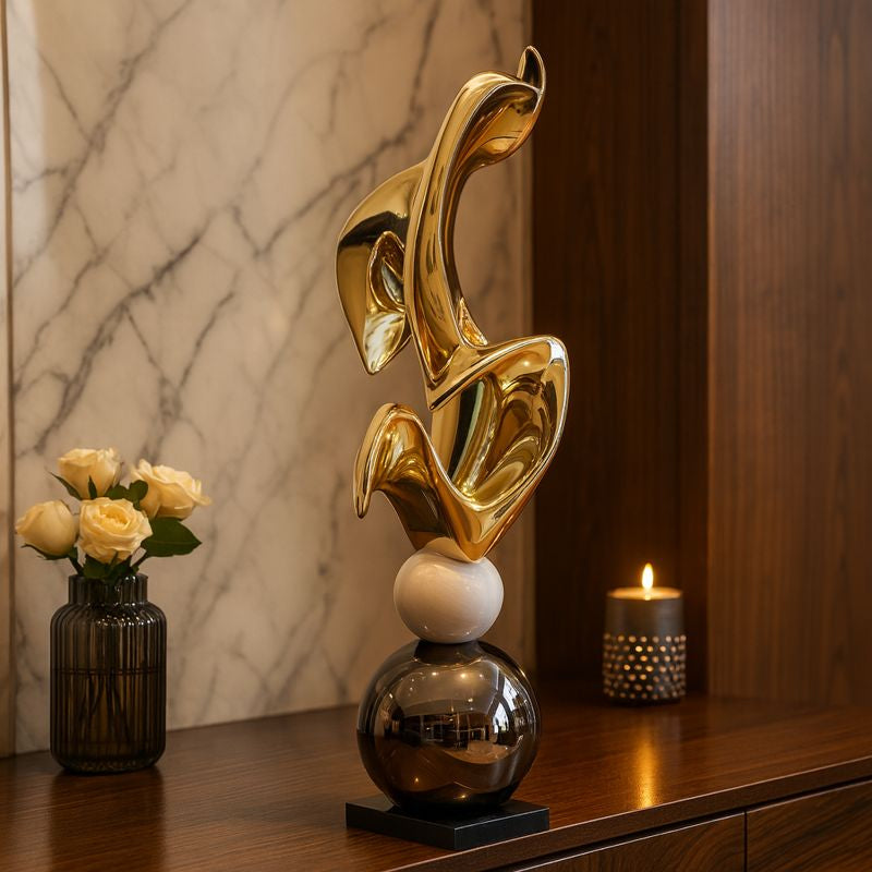 Abstract Sculpture on Sphere Golden