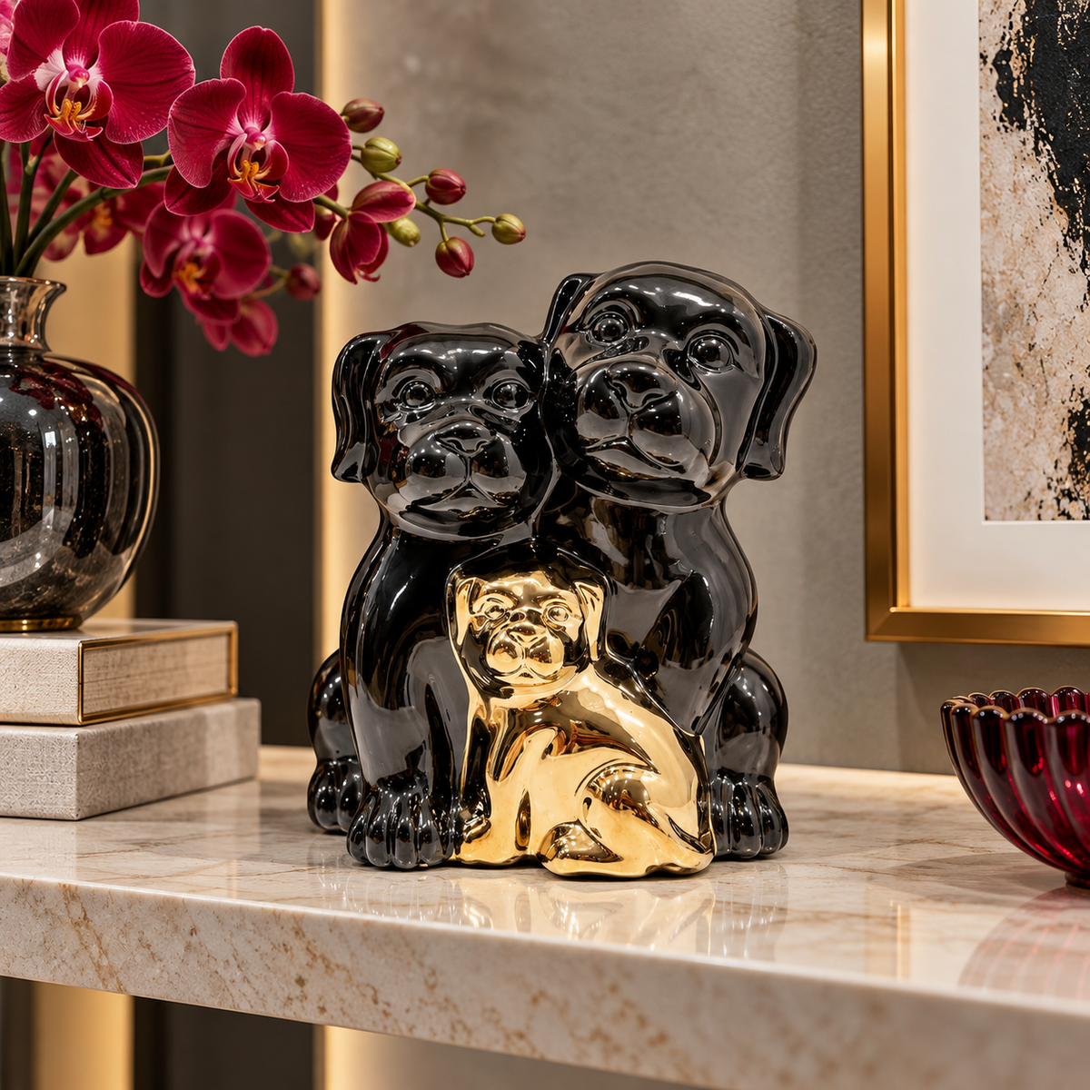Adorable Dog Family Showpiece