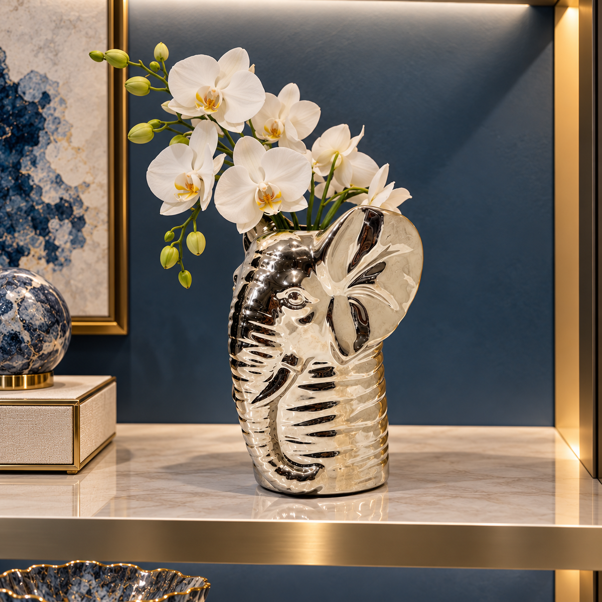 Elephant Head Decorative Flower Vase