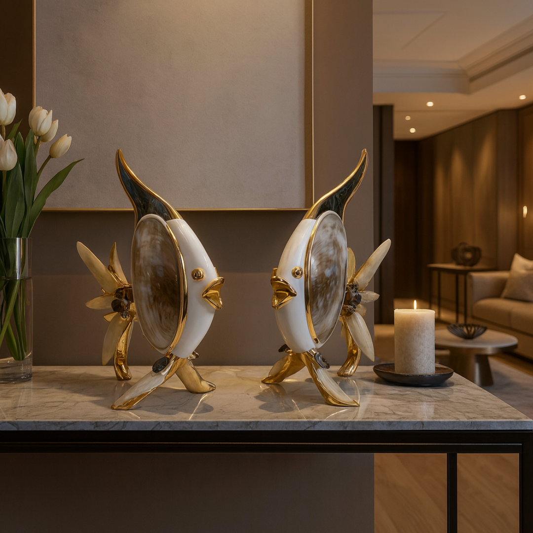 Set of 2 Shell Fish Golden