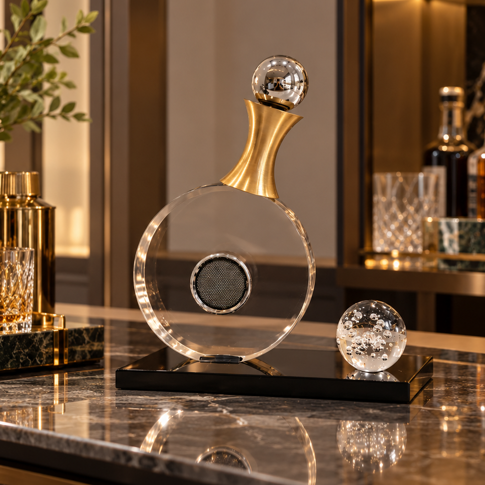 Lumiere crest glass showpiece golden