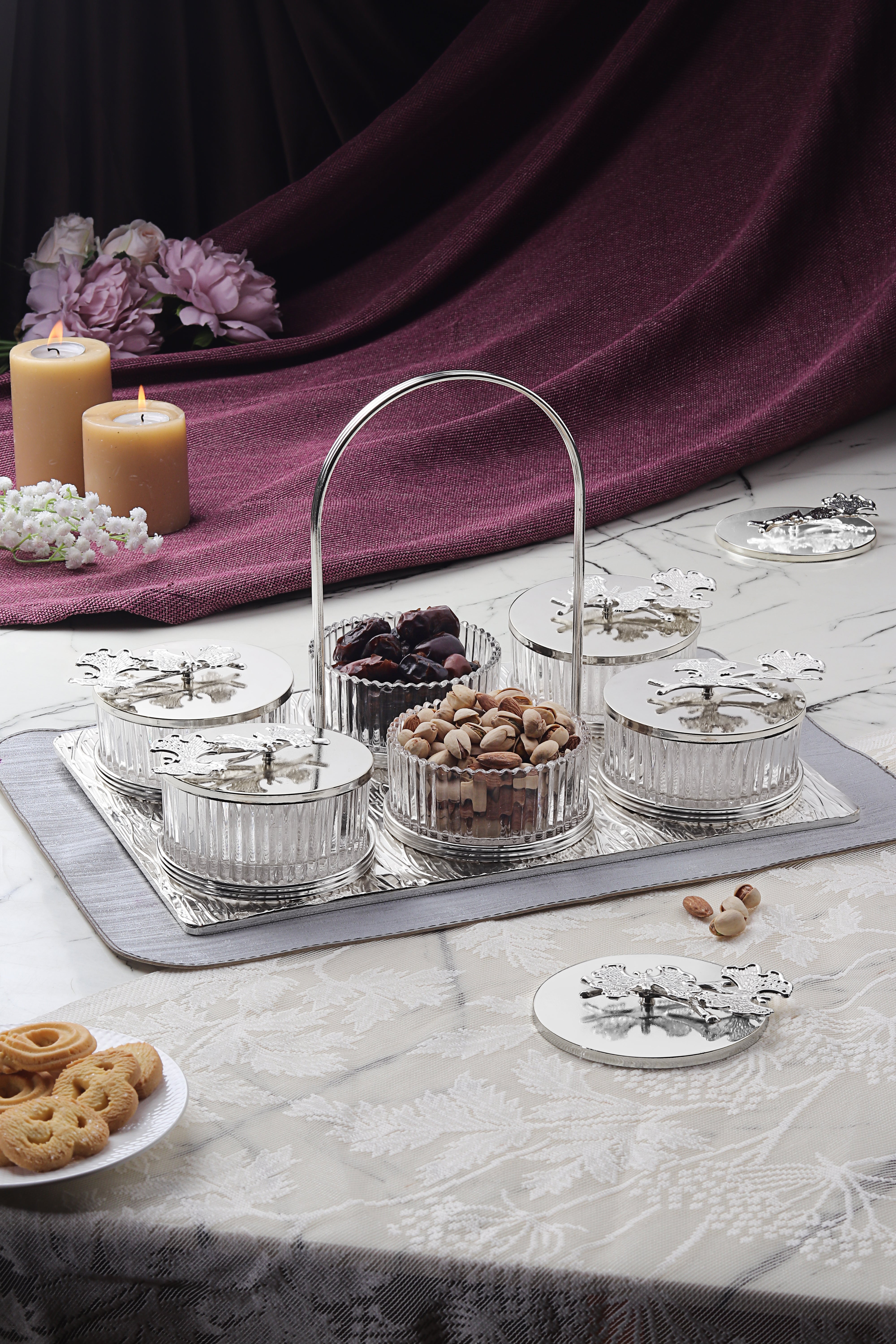 6 in 1 Serving Set with Handle Sil.Col.