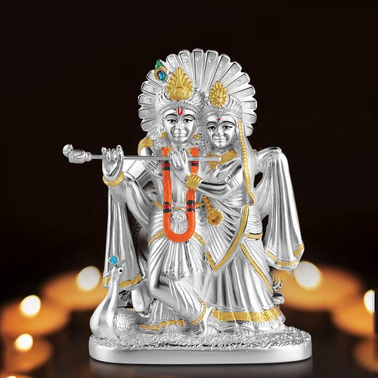 God Idols Radha Krishna Small - Silver