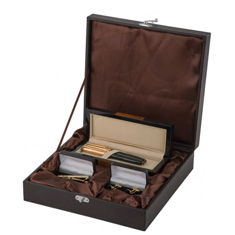 Pair of pens, cufflinks & tie pin gold