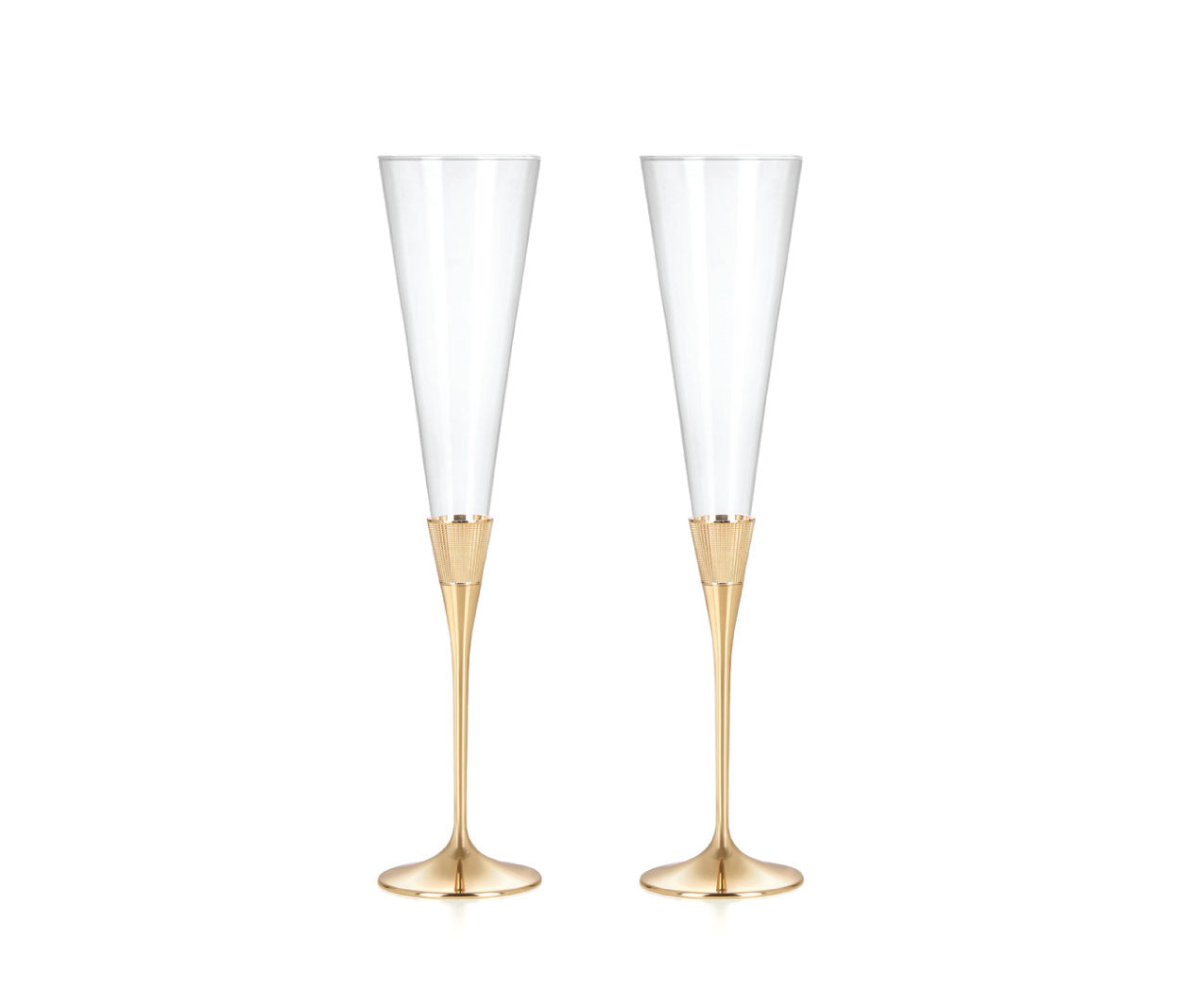 Set of 2 Champagne Flutes with Large Art Deco Style Photo Frame