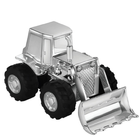 Silver Bulldozer Money Bank