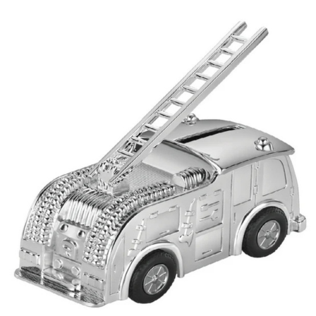 Silver Fire Truck Money Bank with Ladder
