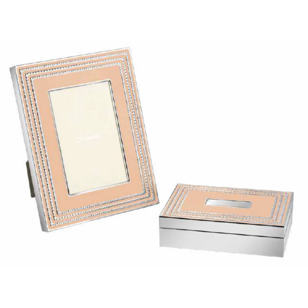 Luxury Peach Photo Frame & jewellery Box Set