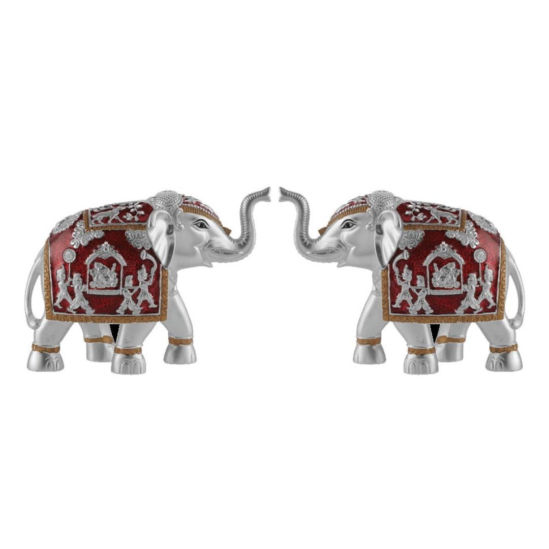 Set of 2 Silver Red Meena Medium (9.5cm)