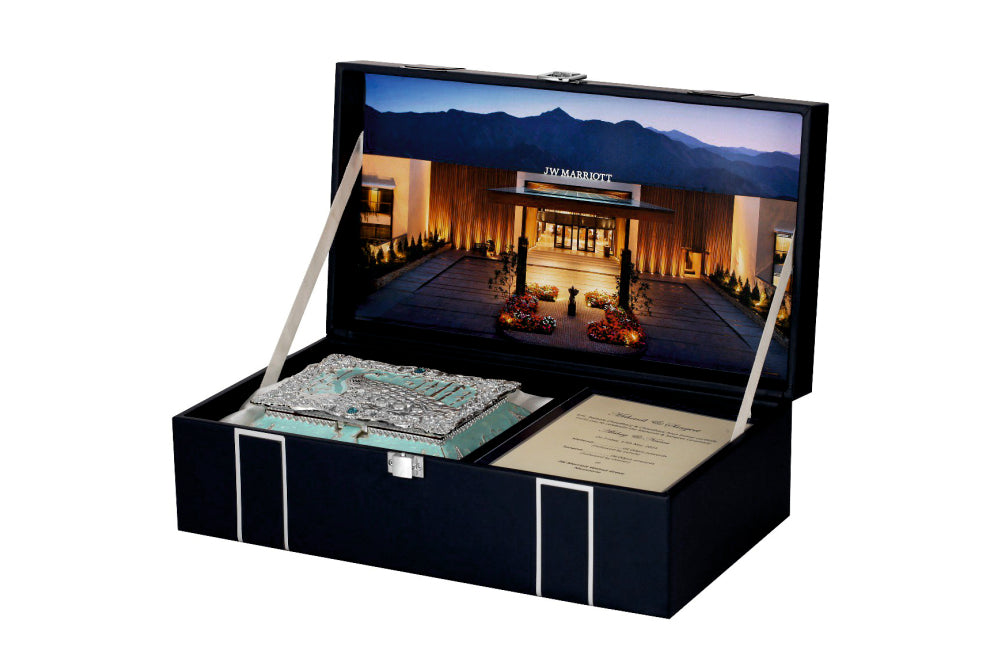 Luxe Invitation Box with Palace-Themed Backdrop