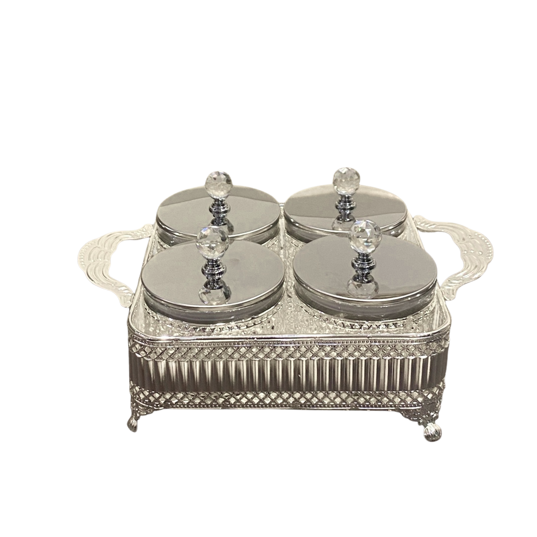 Set of 4 Aura Jar with Opulent Tray