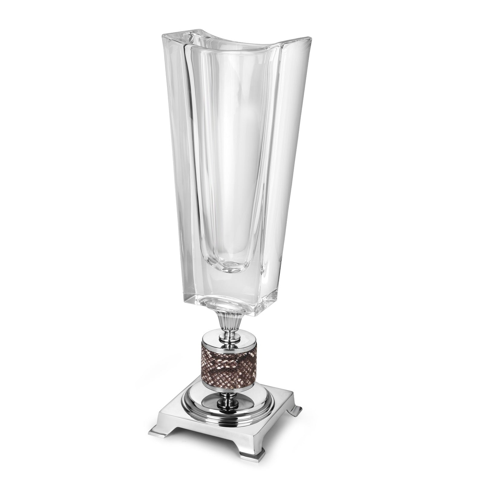 Leopard Design Flower Vase Silver LARGE