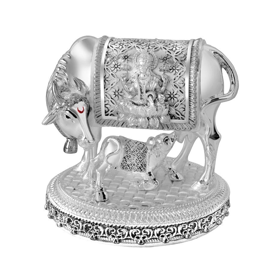 Kam Dhenu With Calf on Base Silver