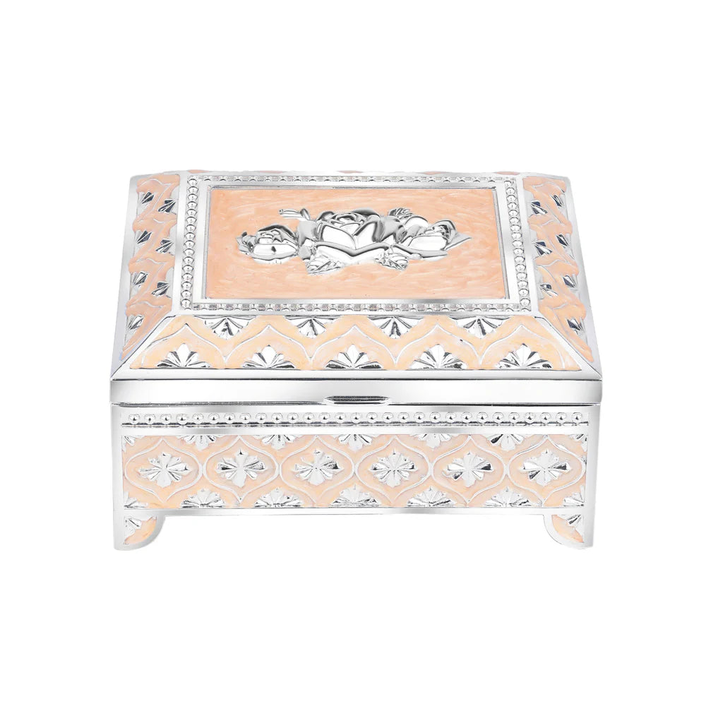 Enamel Jewellery Box | Lattice Pattern Luxury Trinket Storage Box