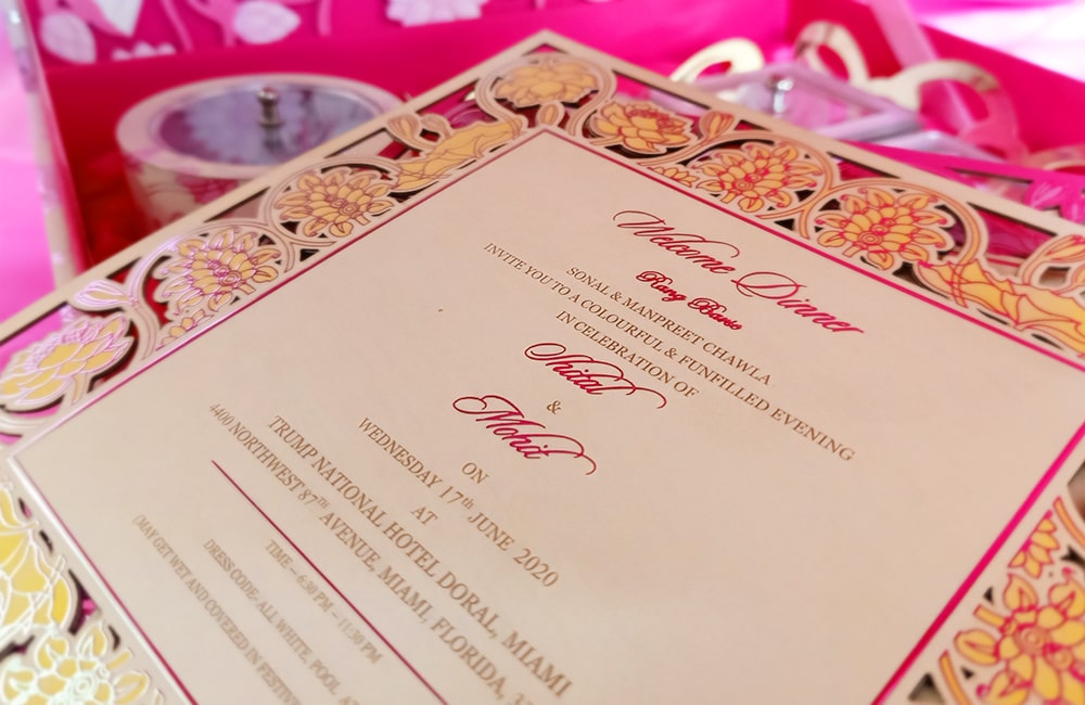 Floral Pink Wedding Luxury Invitation with Sweet Jars