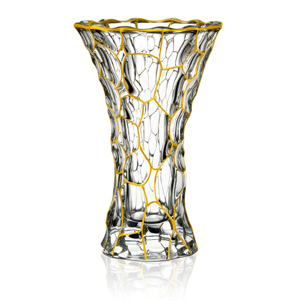 Weave art design vase with golden lining