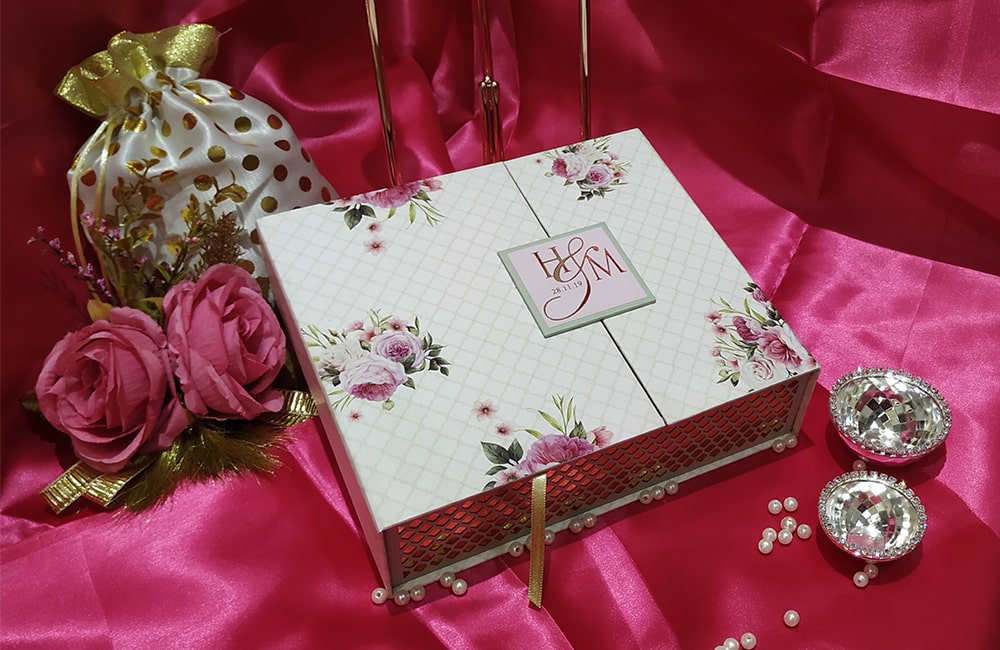 Elegant Floral Wedding Invitation Box with Inserts
