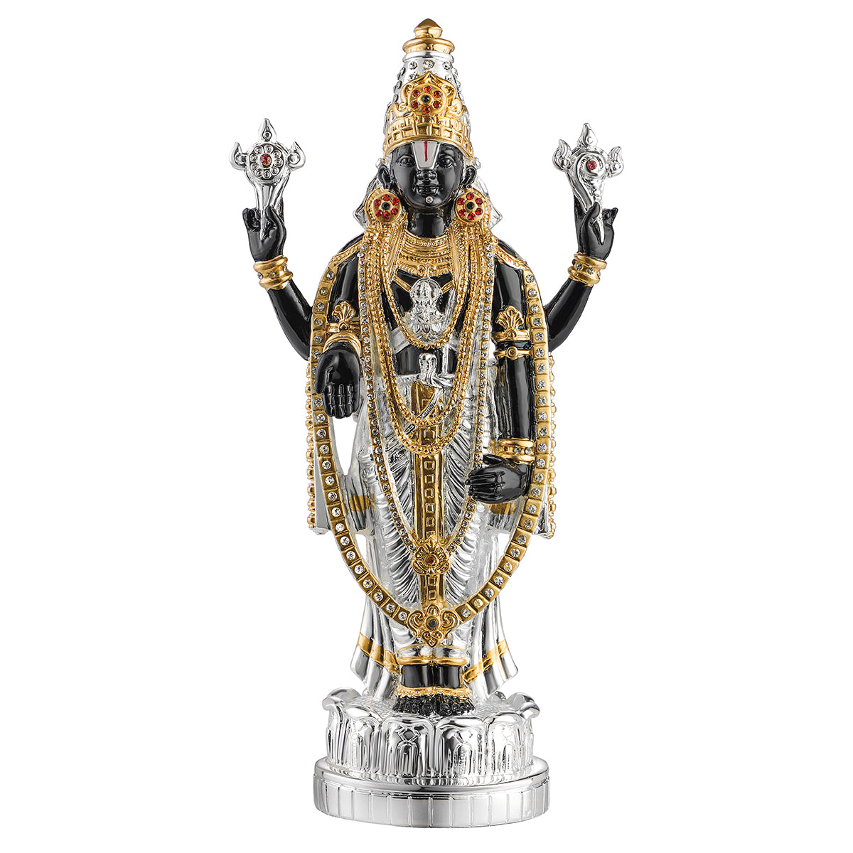 Balaji (Small): Black & Silver with Golden Ornaments