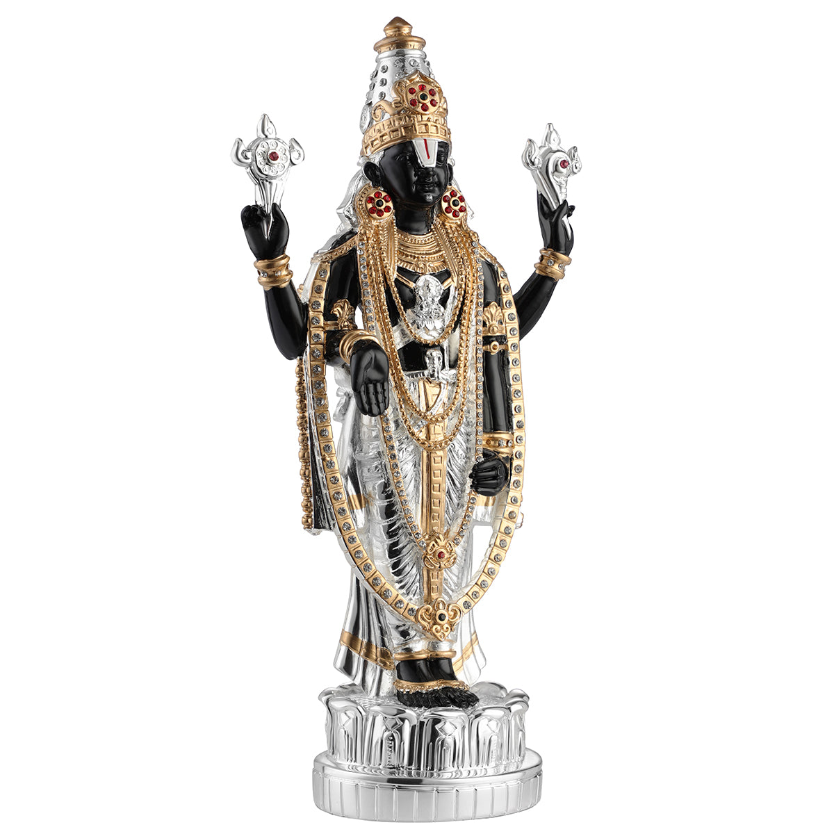 Balaji (Small): Black & Silver with Golden Ornaments