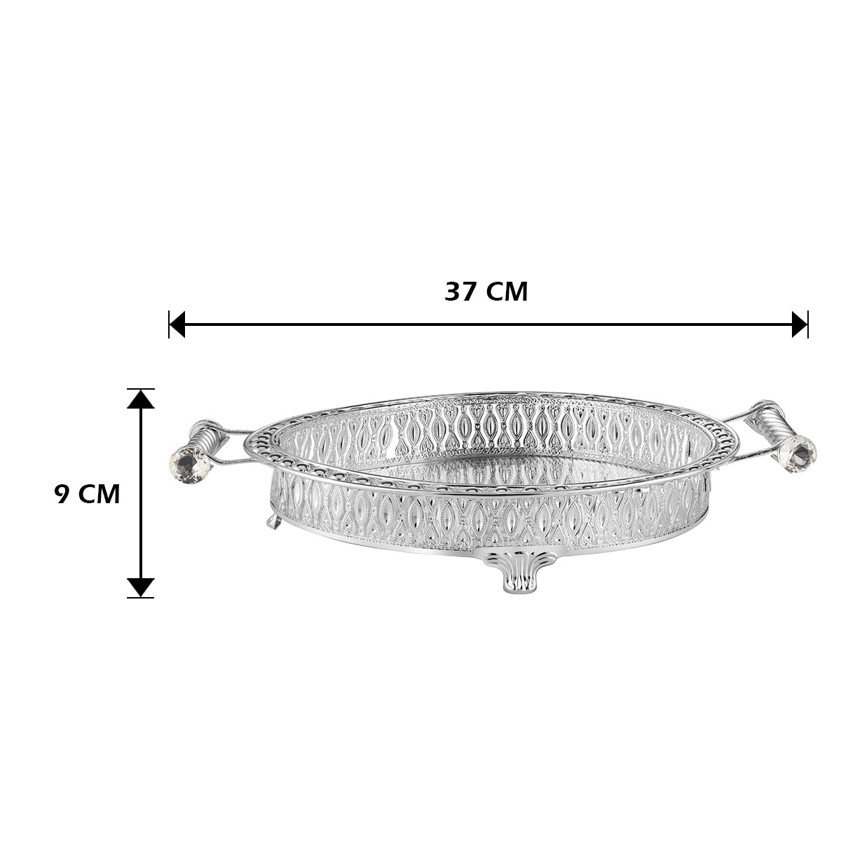 Round Tray With Handle Silver