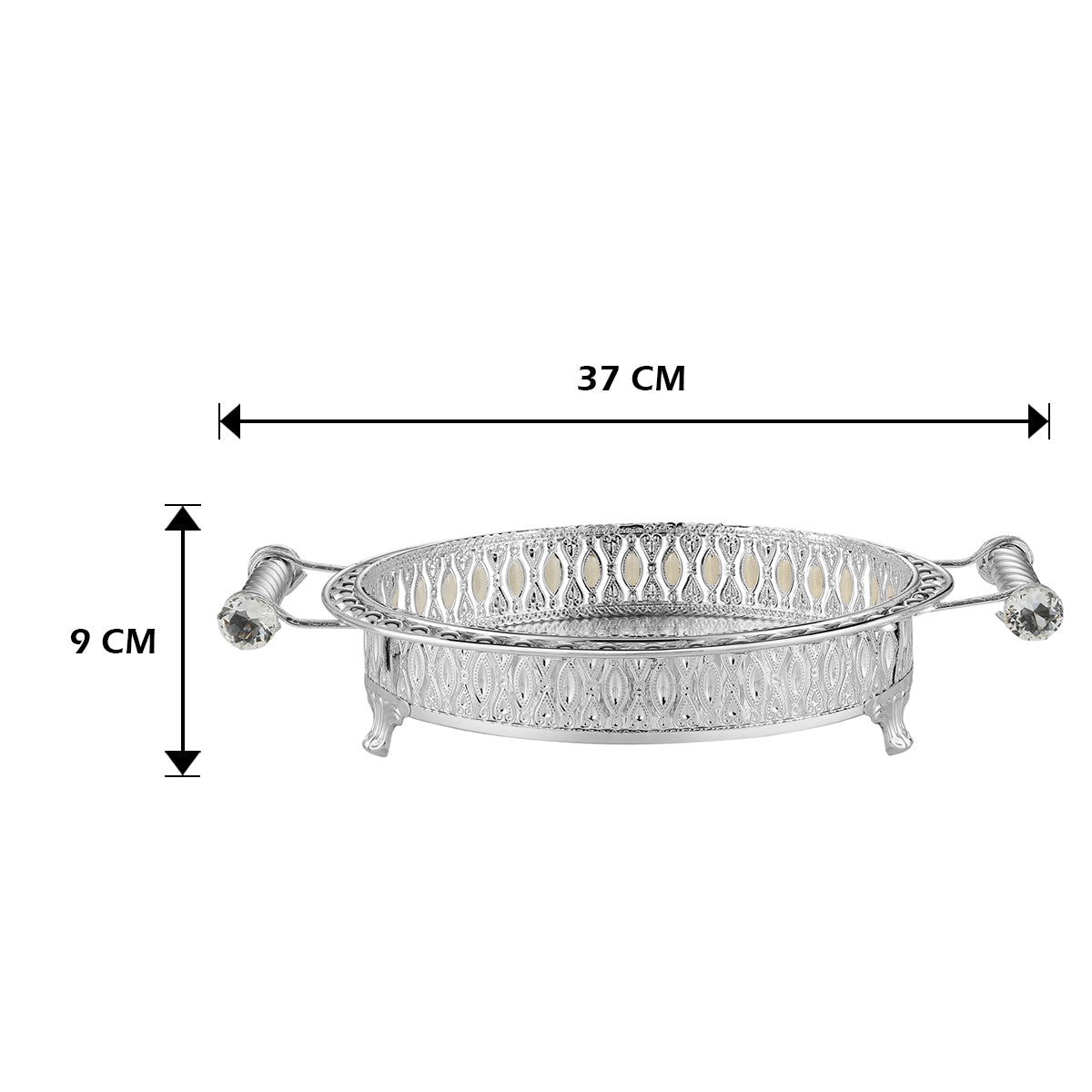 Round Tray With Handle - White