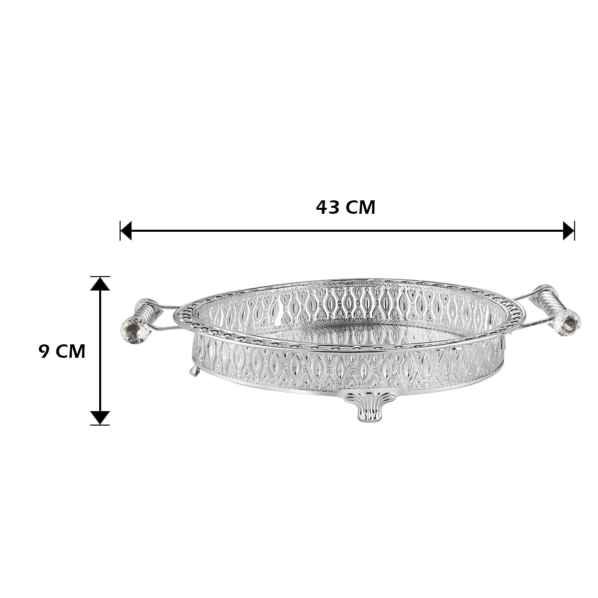 Round Tray With Handle Silver