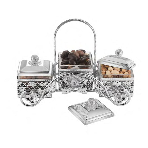 3 in 1 Serving Set With Holder Silver