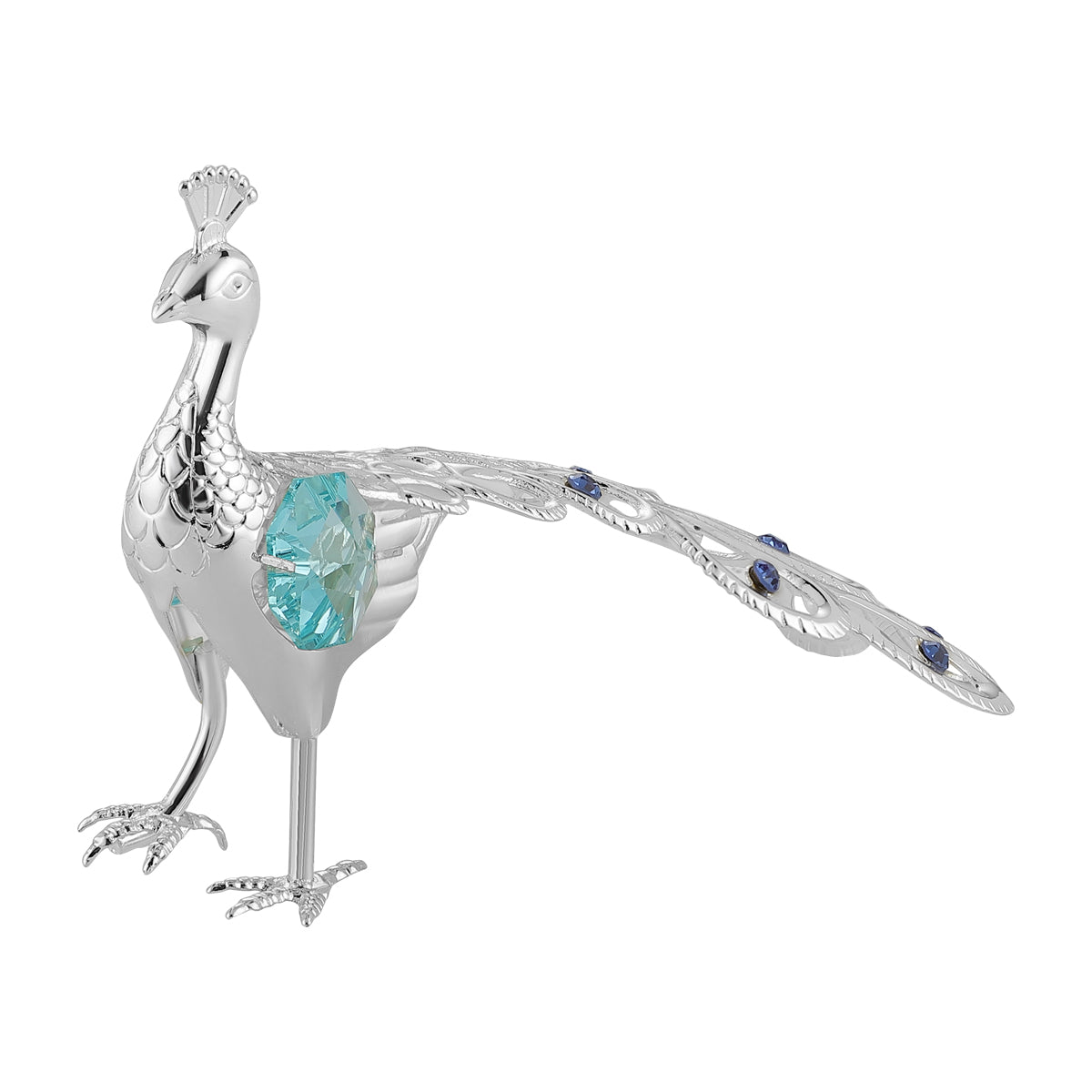 Peacock Décor Pc Silver Colored Crystal
