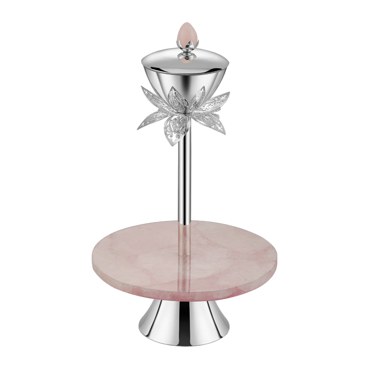 Marble single tier dessert stand with nut bowl