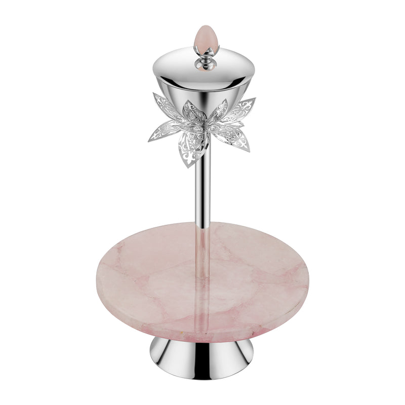 Marble single tier dessert stand with nut bowl