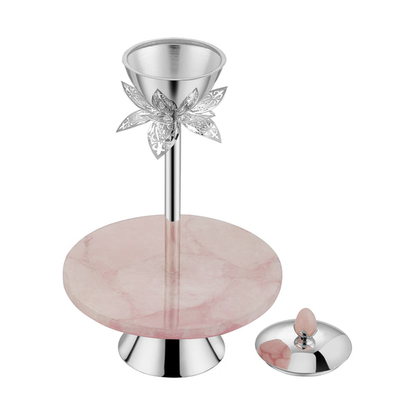 Marble single tier dessert stand with nut bowl