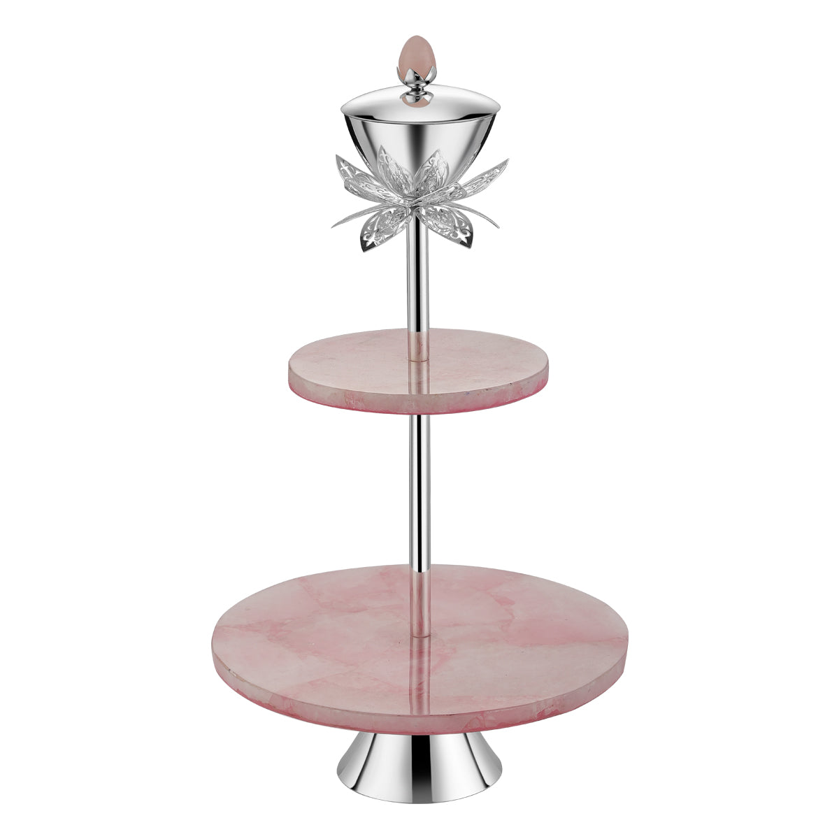 Marble 2 tier dessert stand with nut bowl