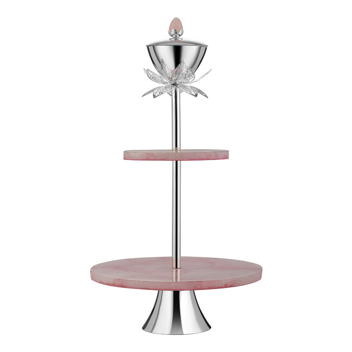 Marble 2 tier dessert stand with nut bowl