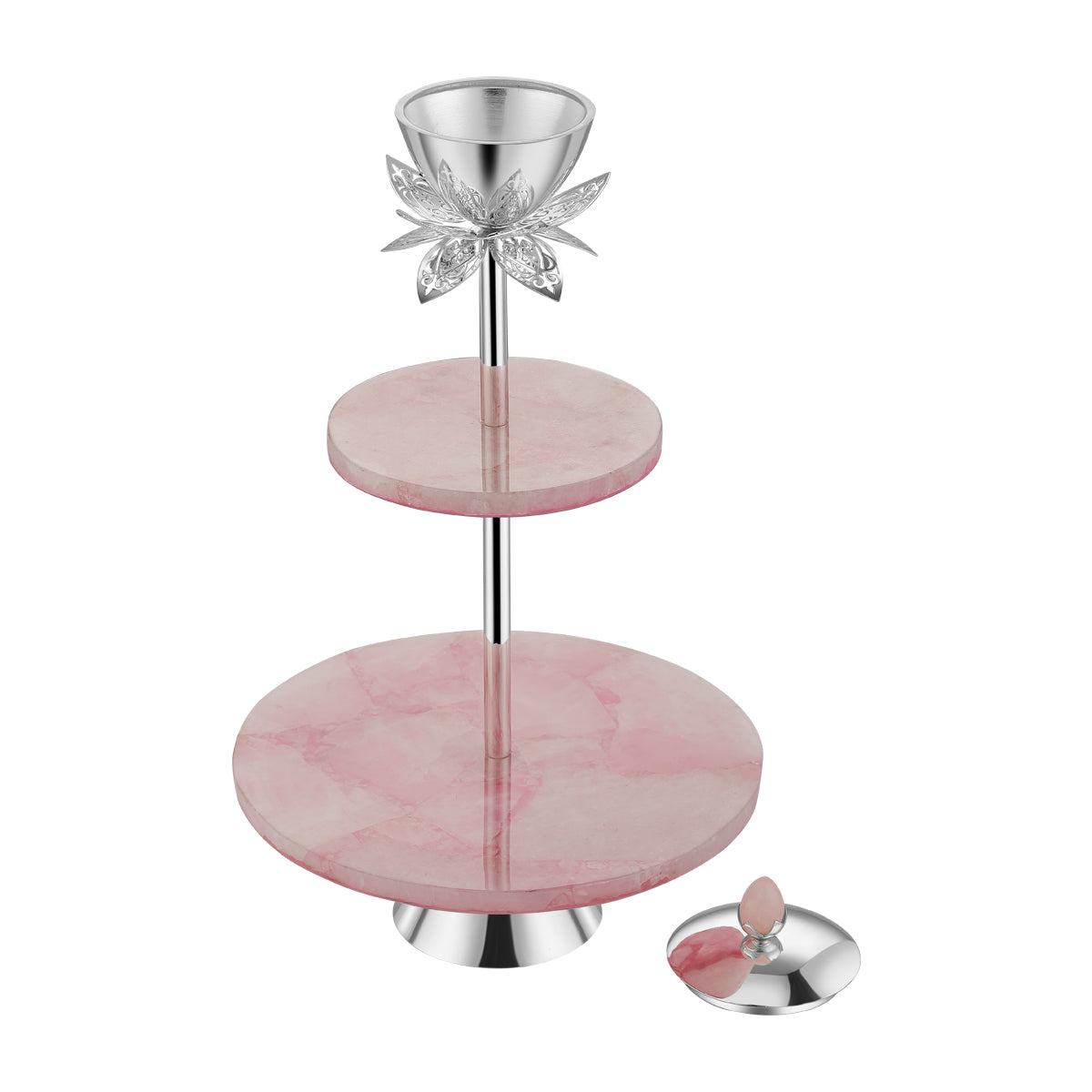 Marble 2 tier dessert stand with nut bowl