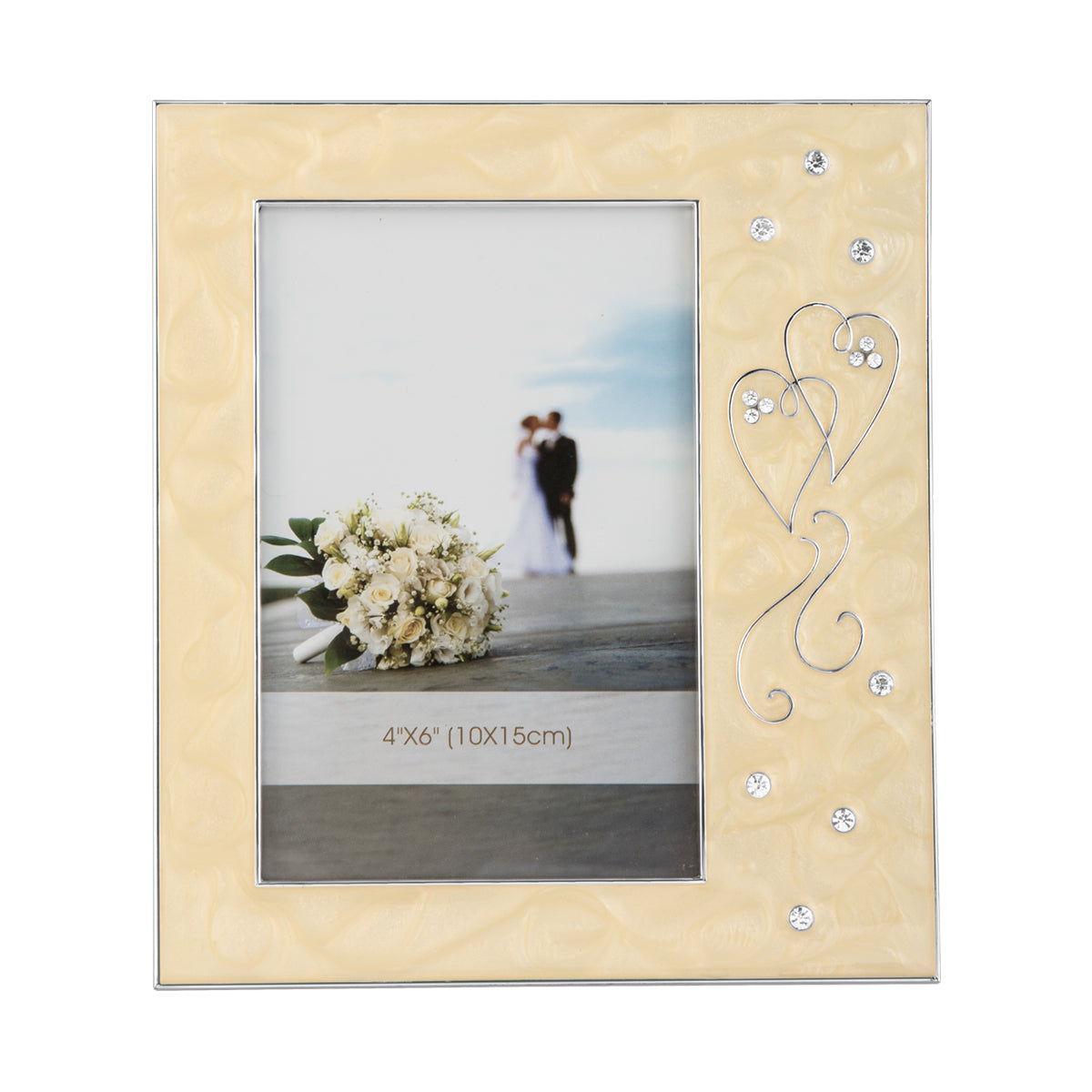 Double Hearts Photo frame Medium- White