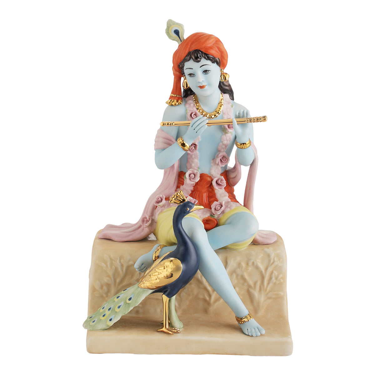 Krishna With Peacock Porc.- Colored