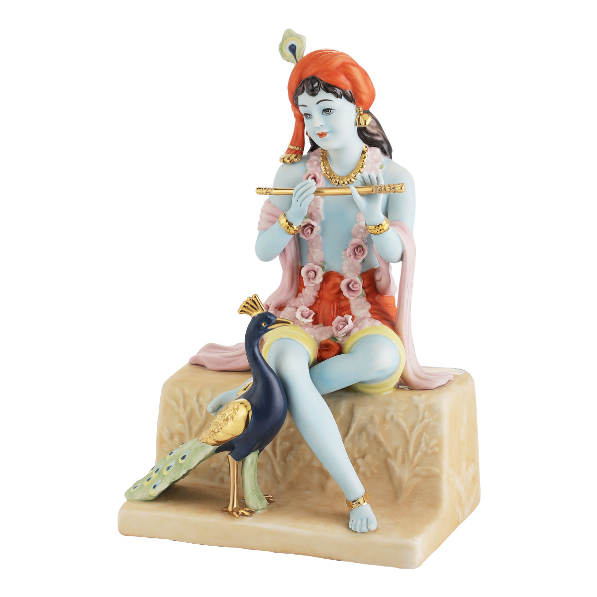 Krishna With Peacock Porc.- Colored